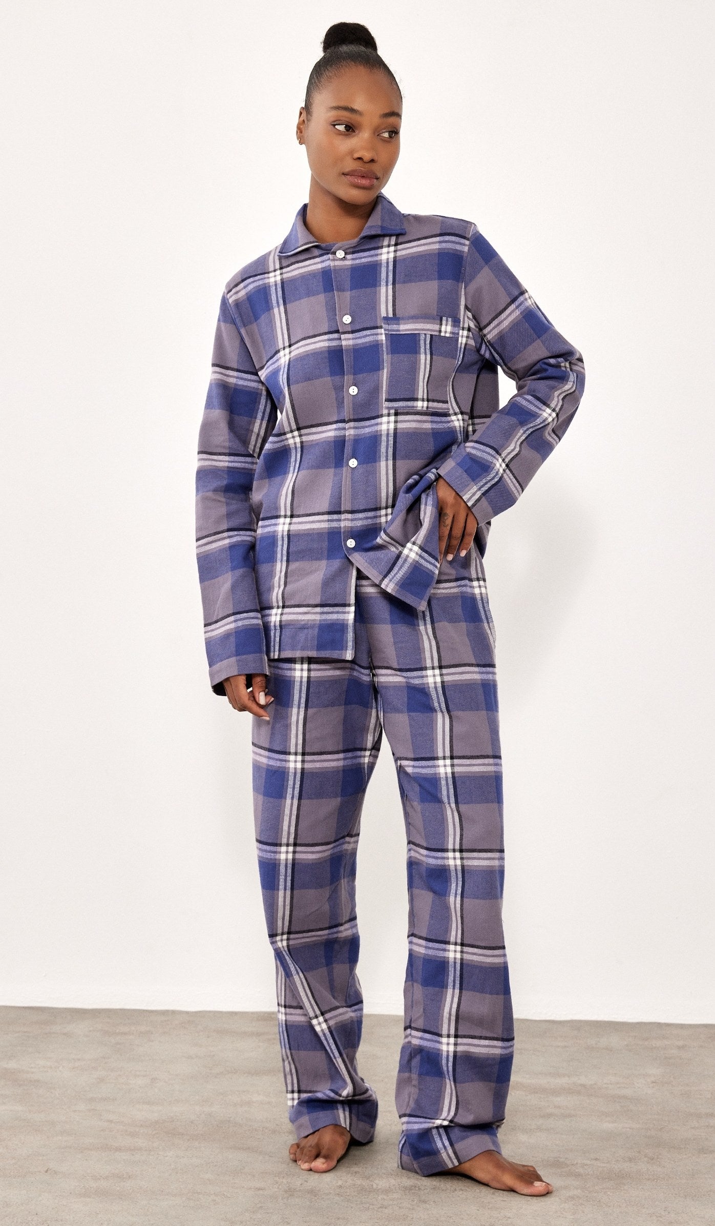 סט מכופתר פלנל - בילי כחול משובץ