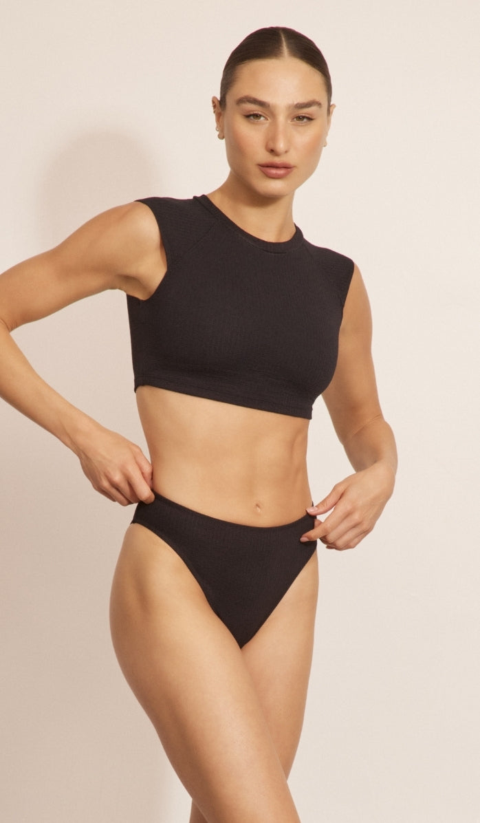 טופ ביקיני לנשים - ברוק שחור וופל