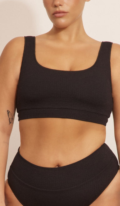 טופ ביקיני לנשים - אמילי שחור וופל