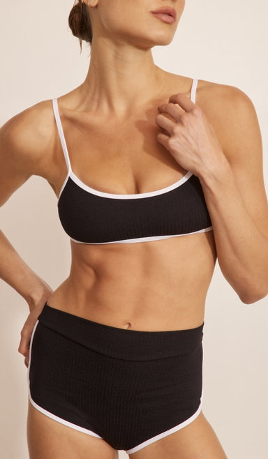 טופ ביקיני לנשים - אדריאן שחור לבן וופל