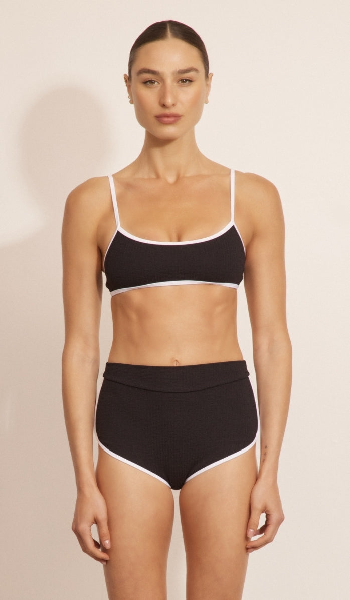 טופ ביקיני לנשים - אדריאן שחור לבן וופל