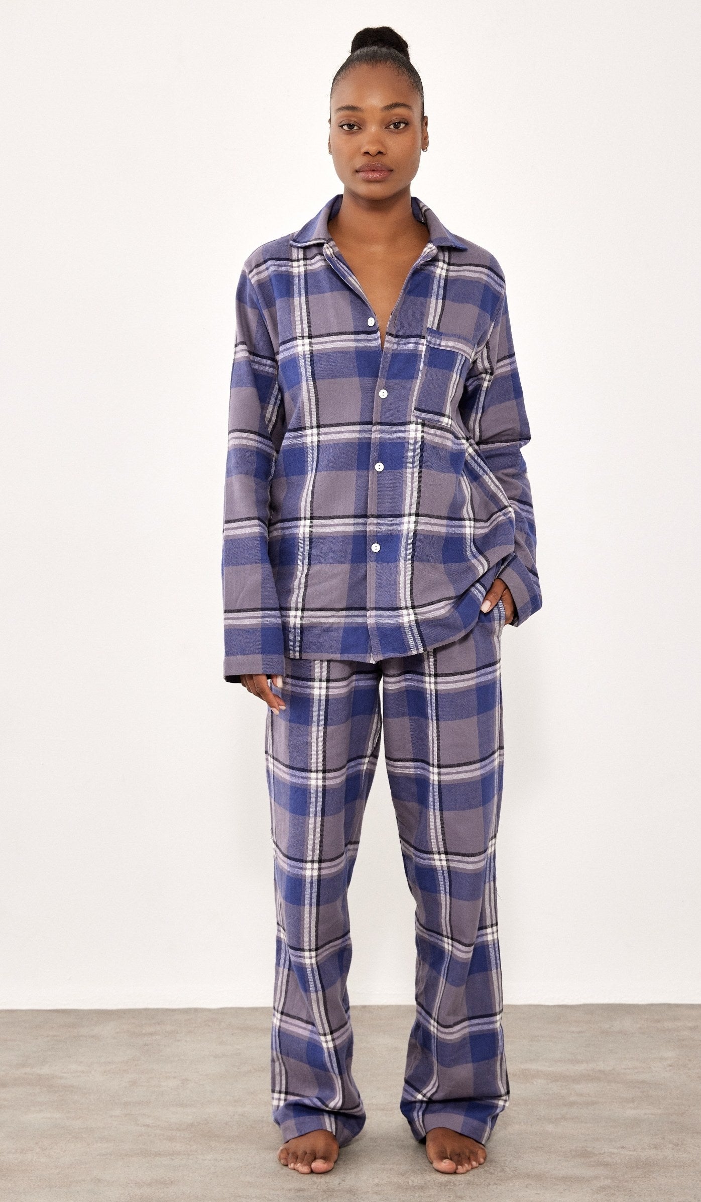 סט מכופתר פלנל - בילי כחול משובץ