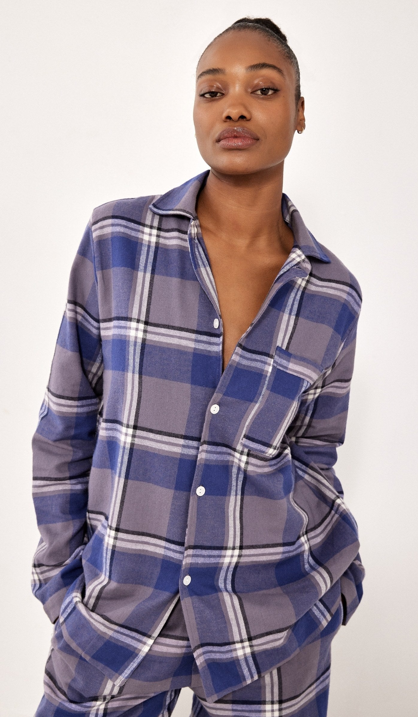 סט מכופתר פלנל - בילי כחול משובץ