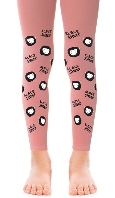 גרביון ילדות ללא כף רגל - כבשה שושנה ורוד