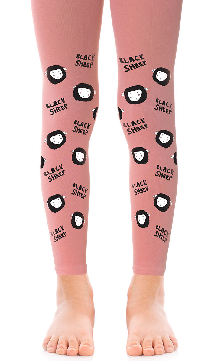 גרביון ילדות ללא כף רגל - כבשה שושנה ורוד