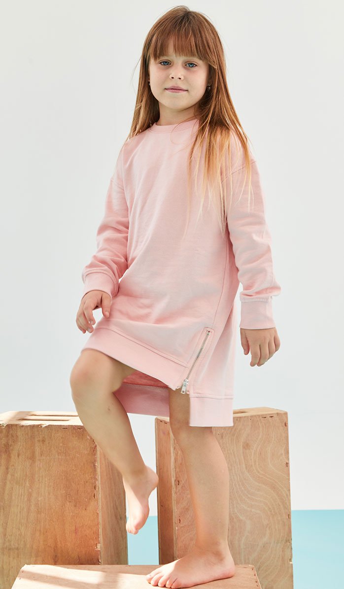 שמלת פוטר לילדות בגזרת זיפר ורוד בייבי