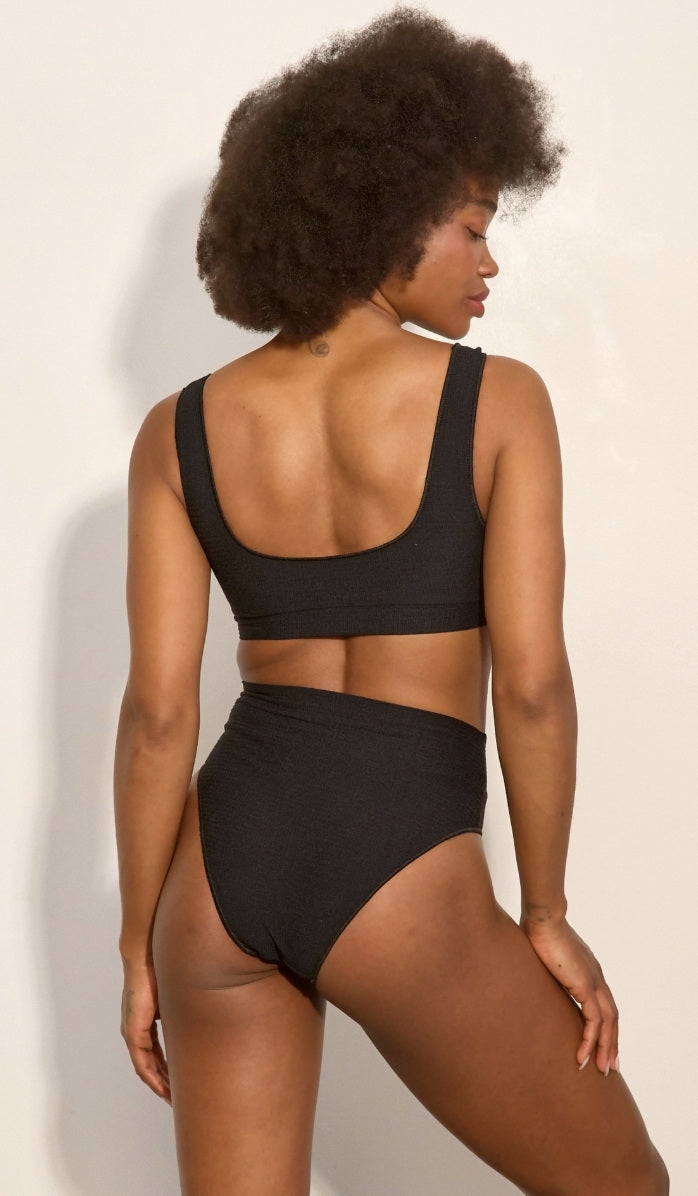 תחתון ביקיני לנשים - אמילי שחור וופל