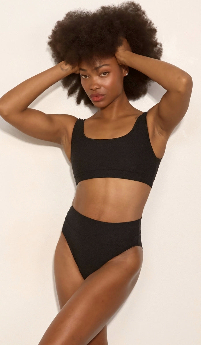 טופ ביקיני לנשים - אמילי שחור וופל
