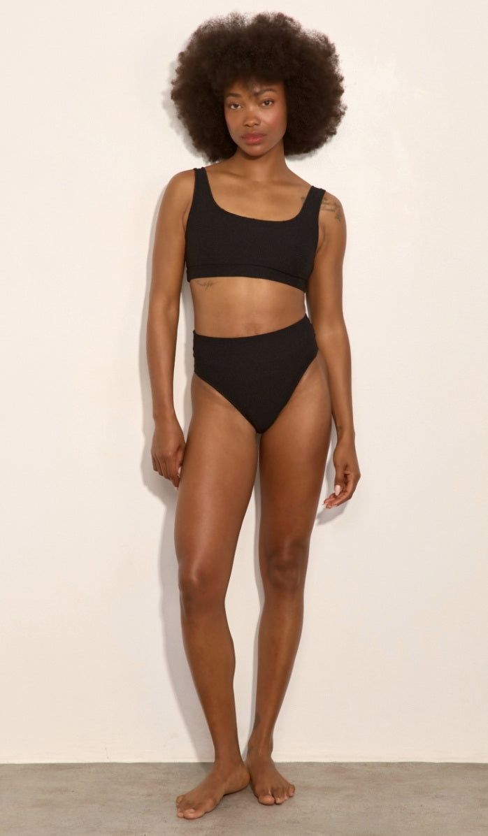 טופ ביקיני לנשים - אמילי שחור וופל