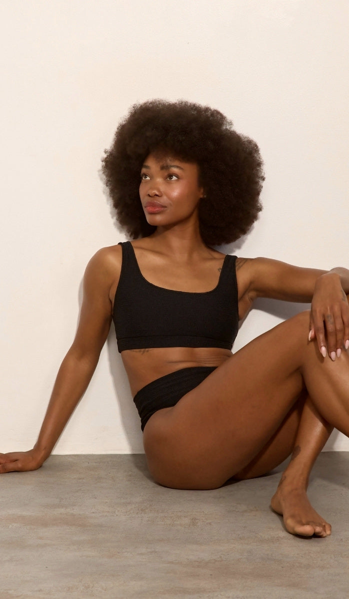 תחתון ביקיני לנשים - אמילי שחור וופל