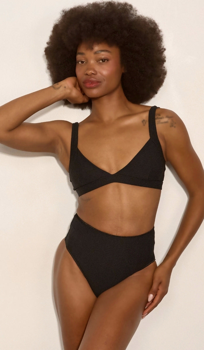 תחתון ביקיני לנשים - טיילור שחור וופל