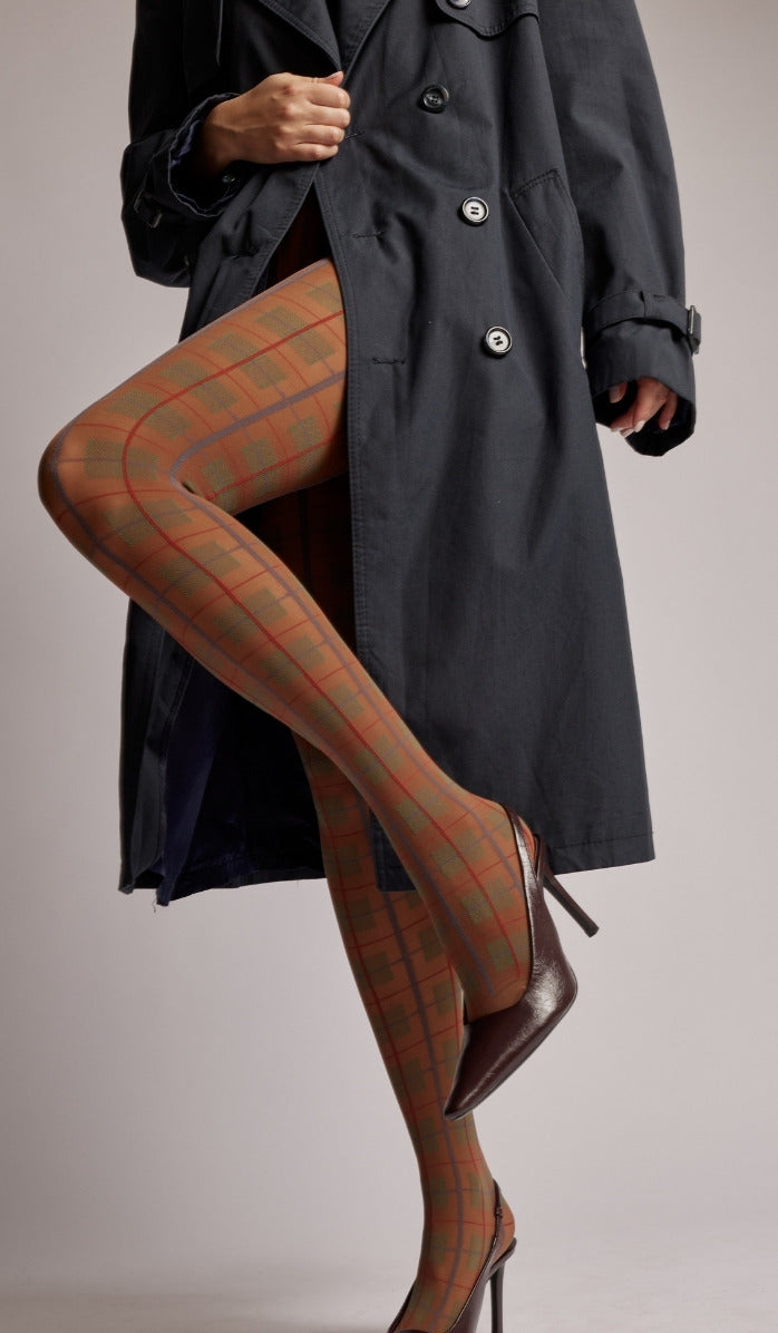 גרביון משבצות אוקספורד - מוקה