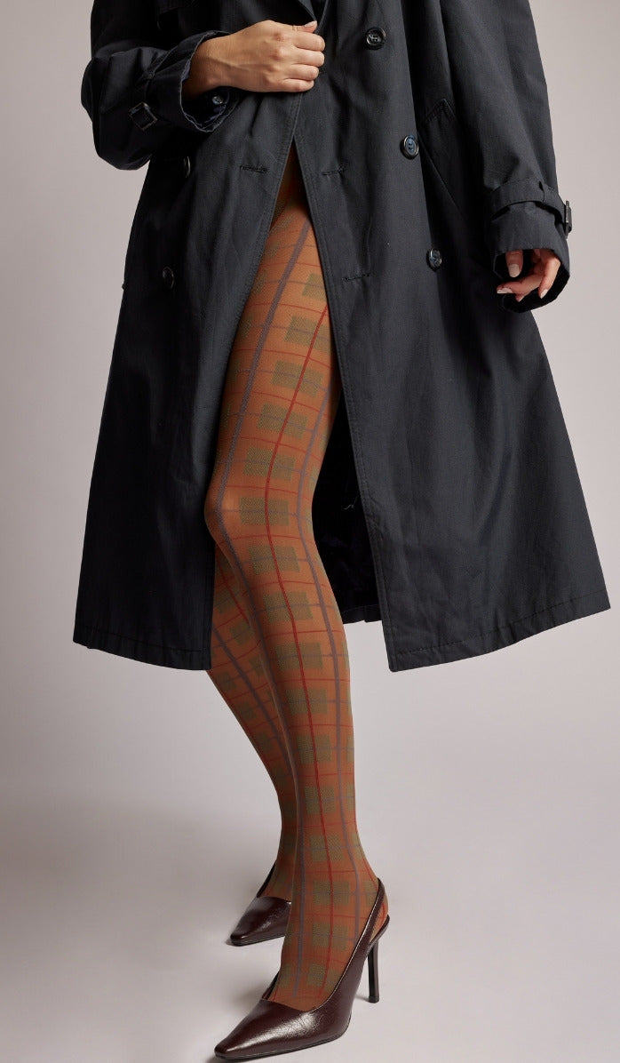 גרביון משבצות אוקספורד - מוקה