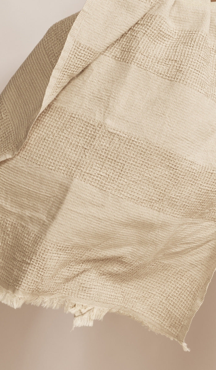 מגבת חוף וופל משולב - 'בז