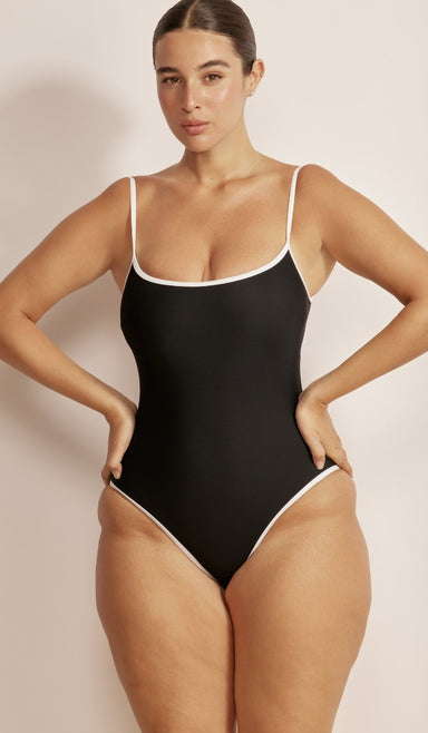 בגד ים שלם לנשים - פרנקי שחור לבן