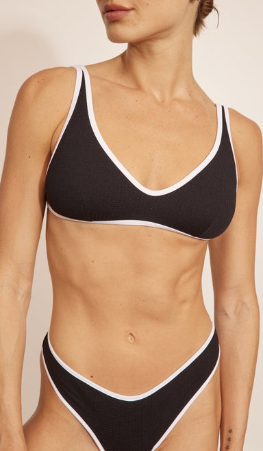 טופ ביקיני לנשים - מדיסון שחור לבן וופל