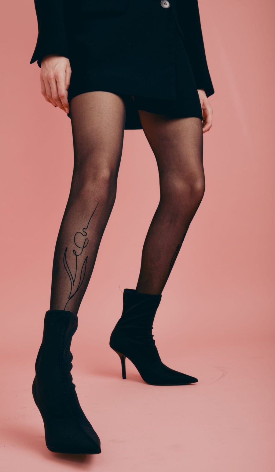 גרביון נשים שחור שקוף - אביגיל