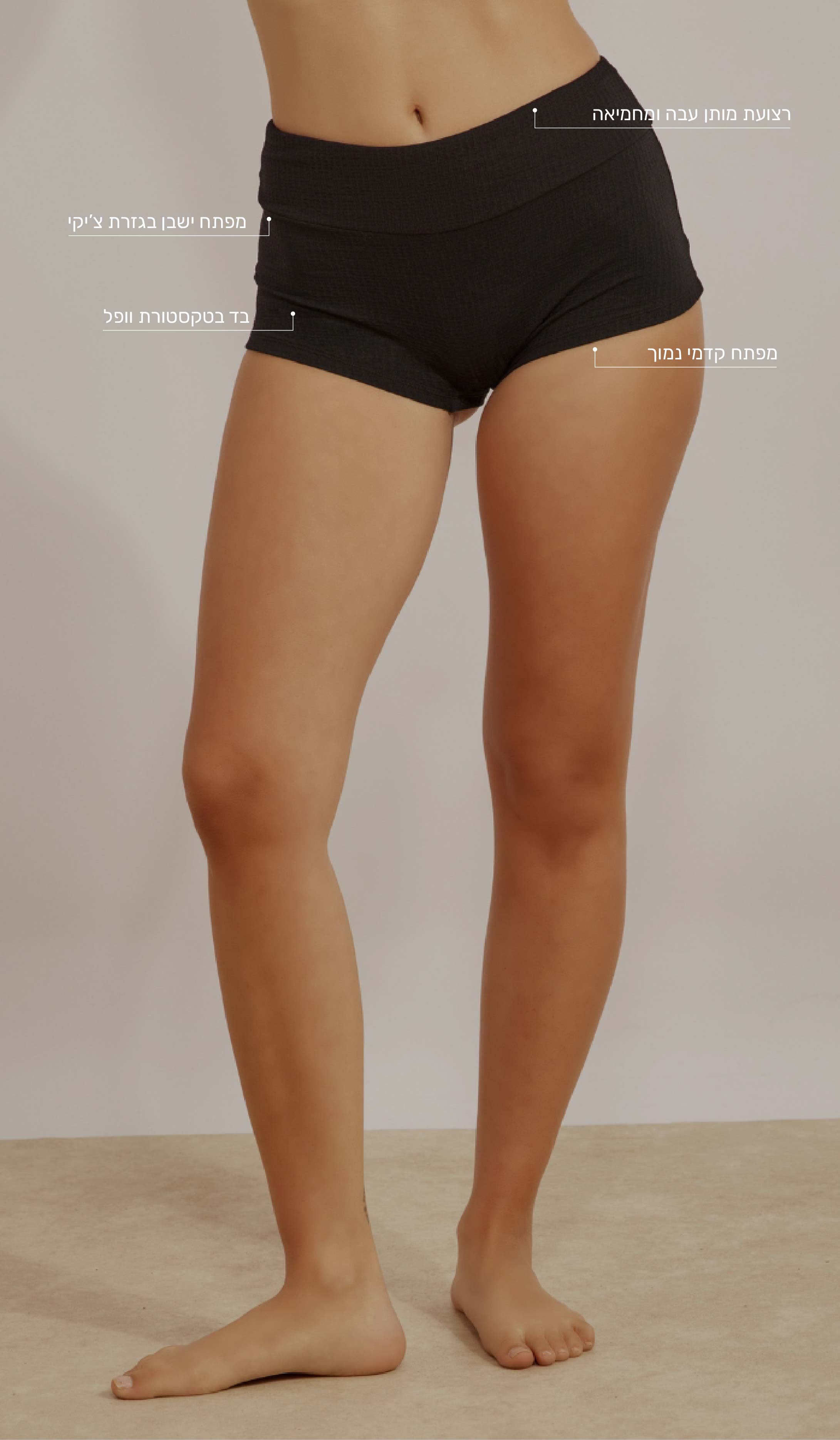 תחתון ביקיני לנשים - רובי שחור וופל