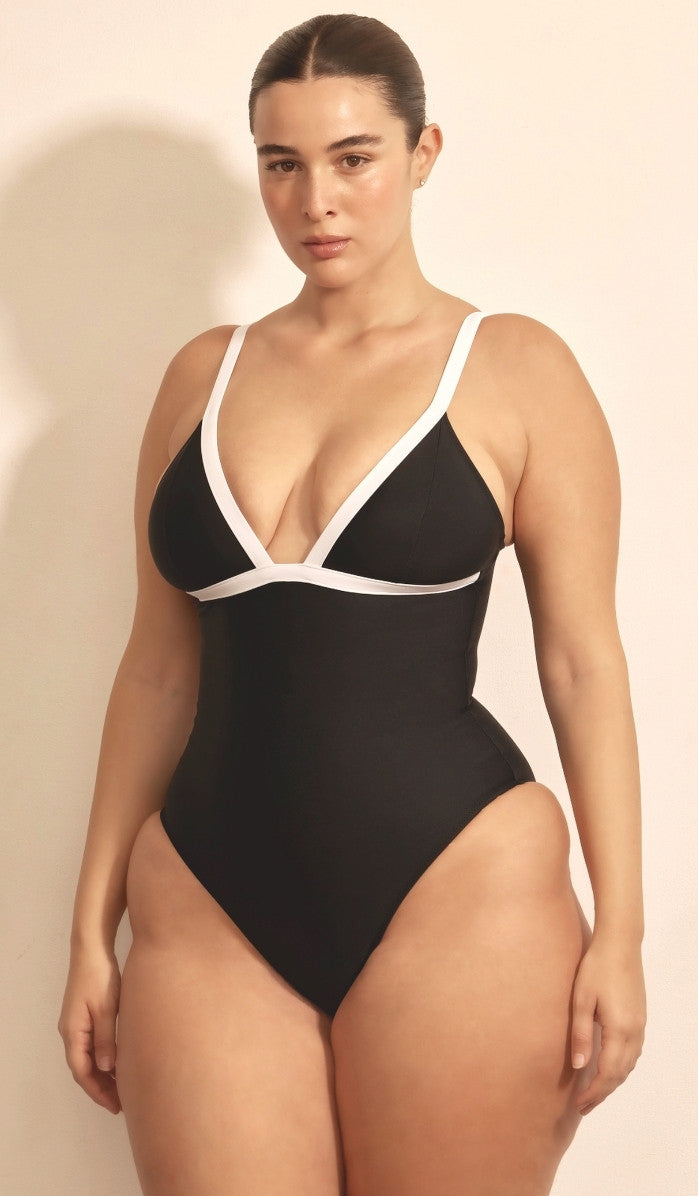 בגד ים שלם לנשים - הארפר שחור לבן