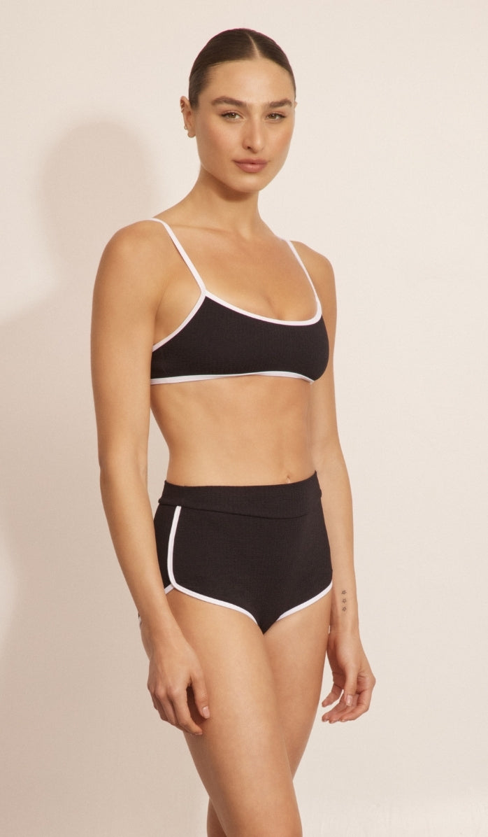 טופ ביקיני לנשים - אדריאן שחור לבן וופל