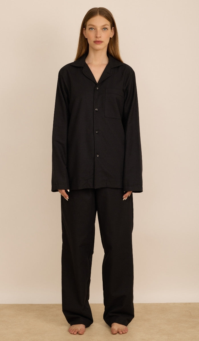 סט מכופתר פלנל - ג'יימס שחור