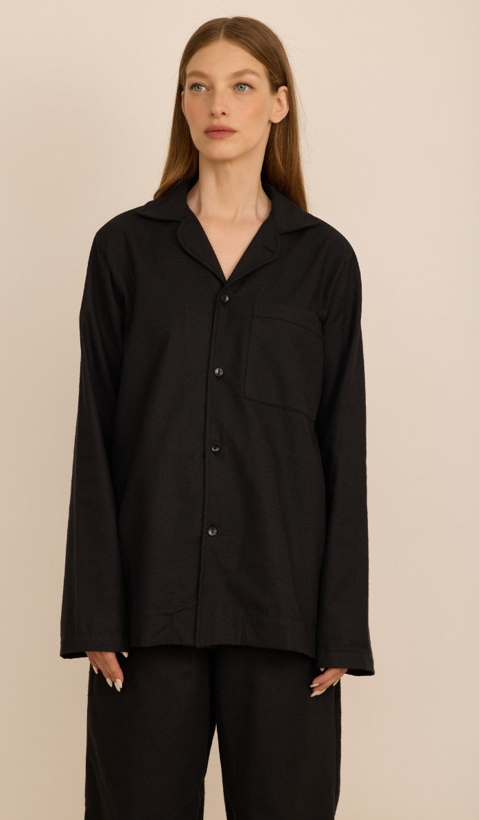 סט מכופתר פלנל - ג'יימס שחור