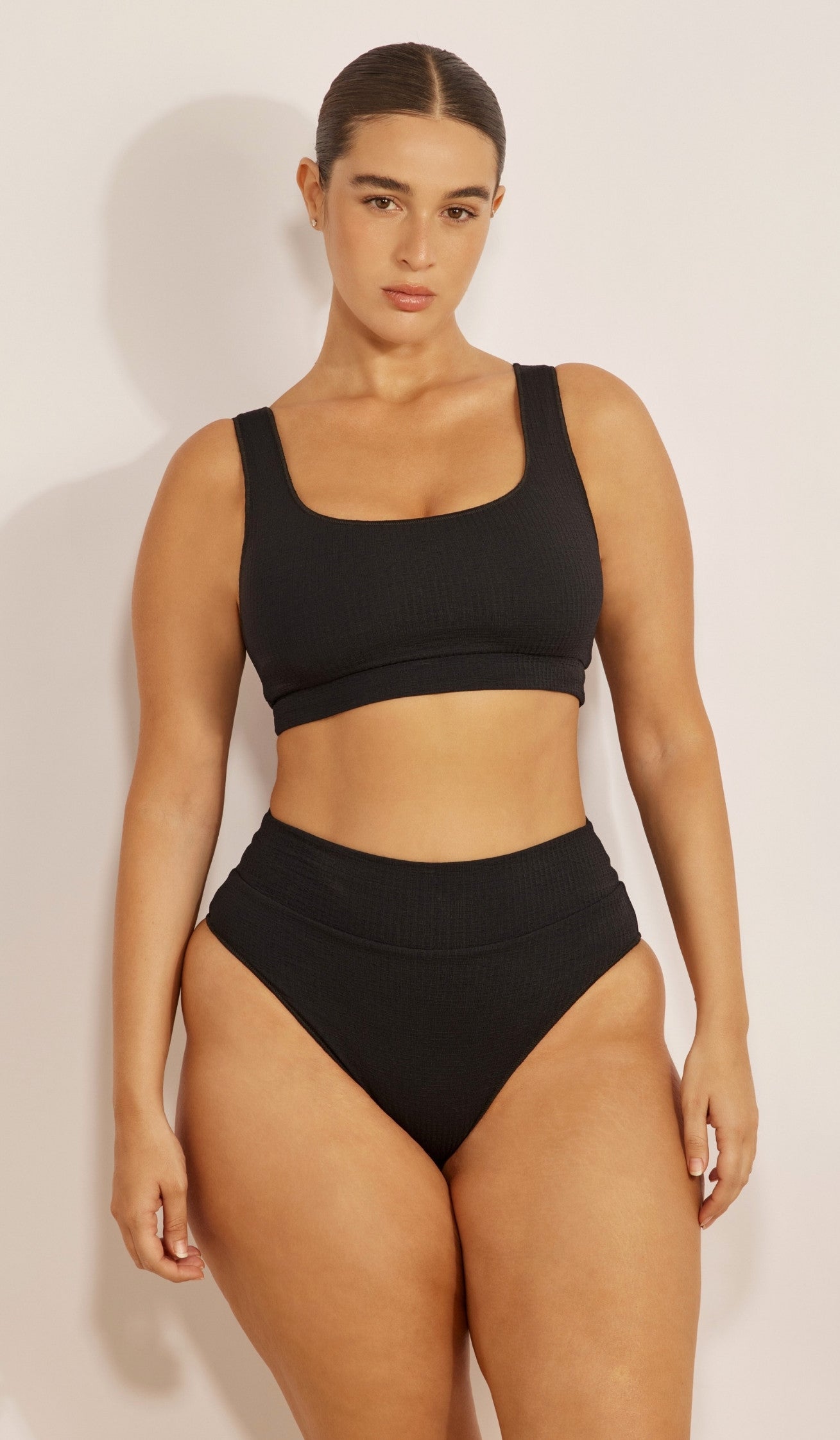 תחתון ביקיני לנשים - אמילי שחור וופל