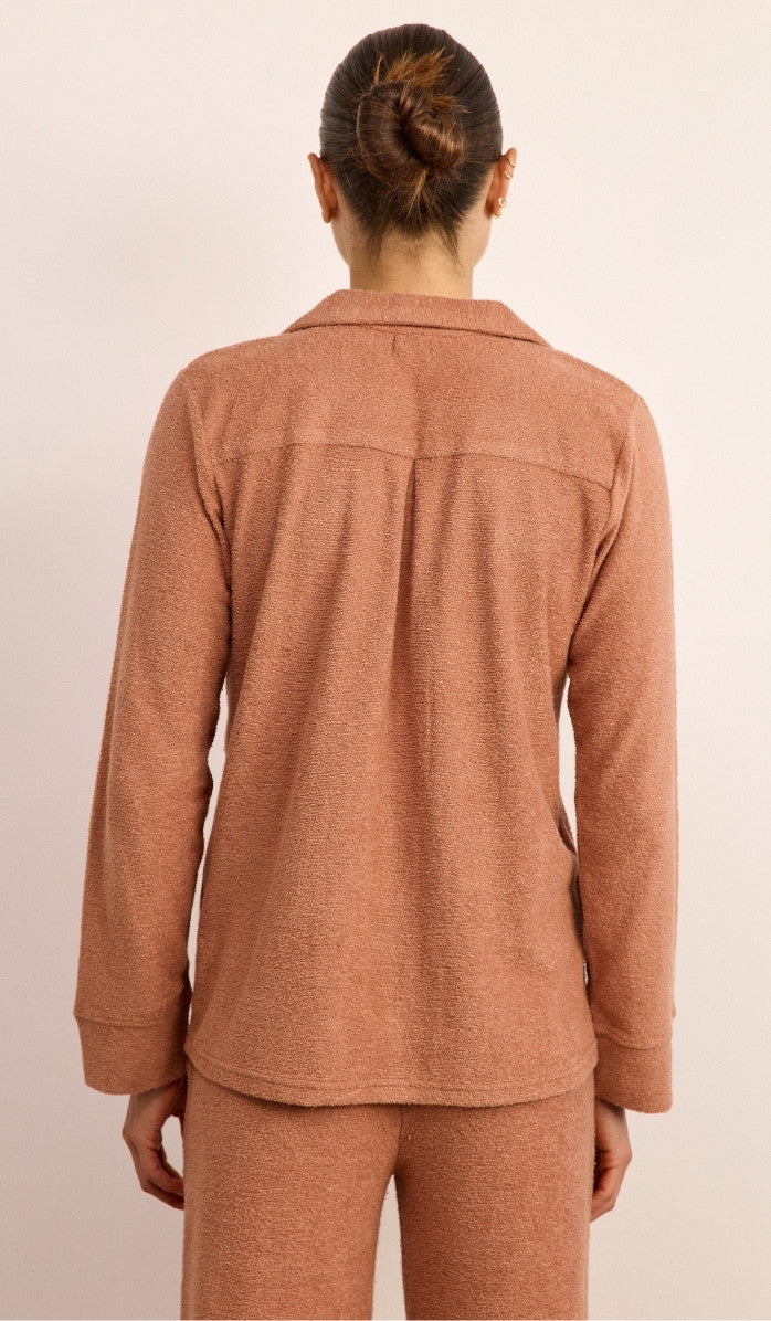 סט מכופתר מבד בוקלה - ורוד מעושן