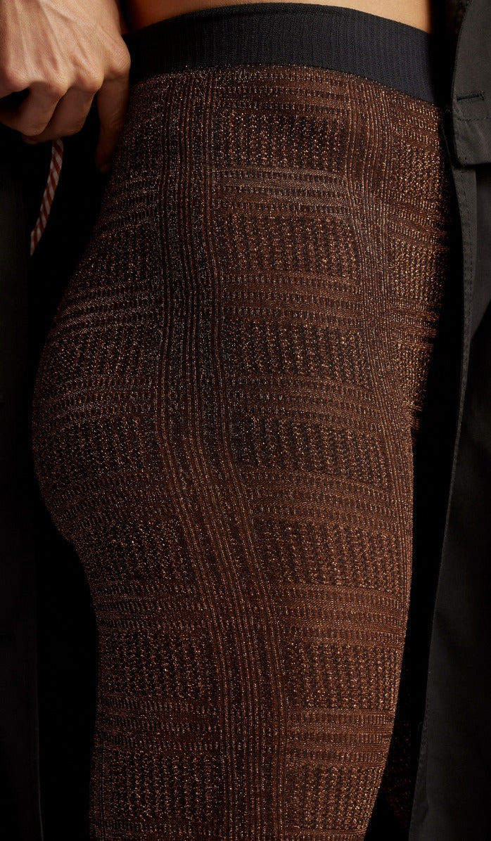 גרביון משבצות מטאלי - שחור ברונזה