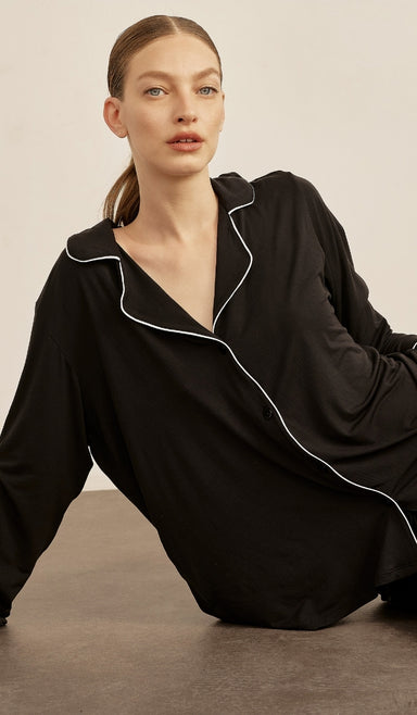 סט מכופתר מיקרו מודל - שחור