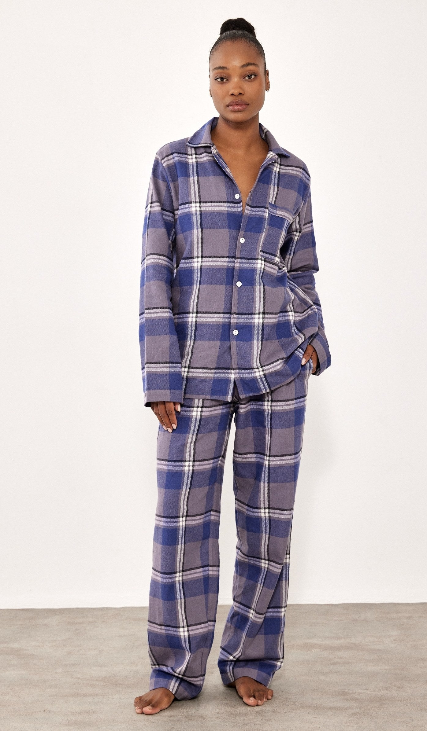 סט מכופתר פלנל - בילי כחול משובץ