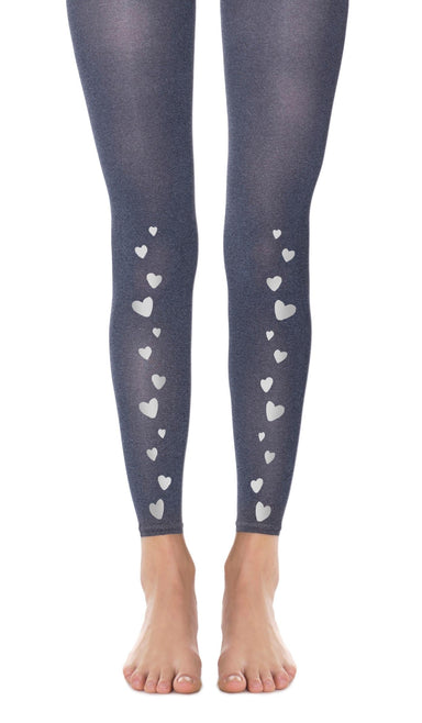 גרביון אפור מלאנז' ללא כף רגל עם לבבות כסופים