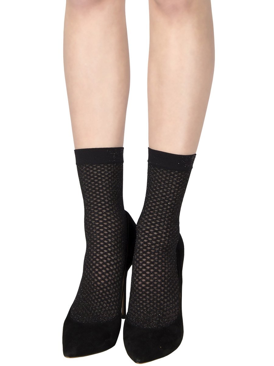 METALLIC DOUBLE NET SOCKS BLACK