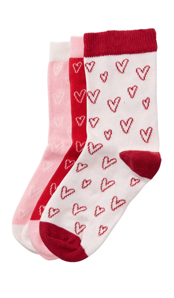 גרבי כותנה לילדות - מארז שלישייה לבבות