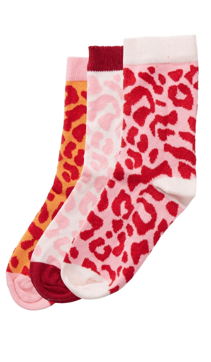 גרבי כותנה לילדות - מארז שלישייה מנומר