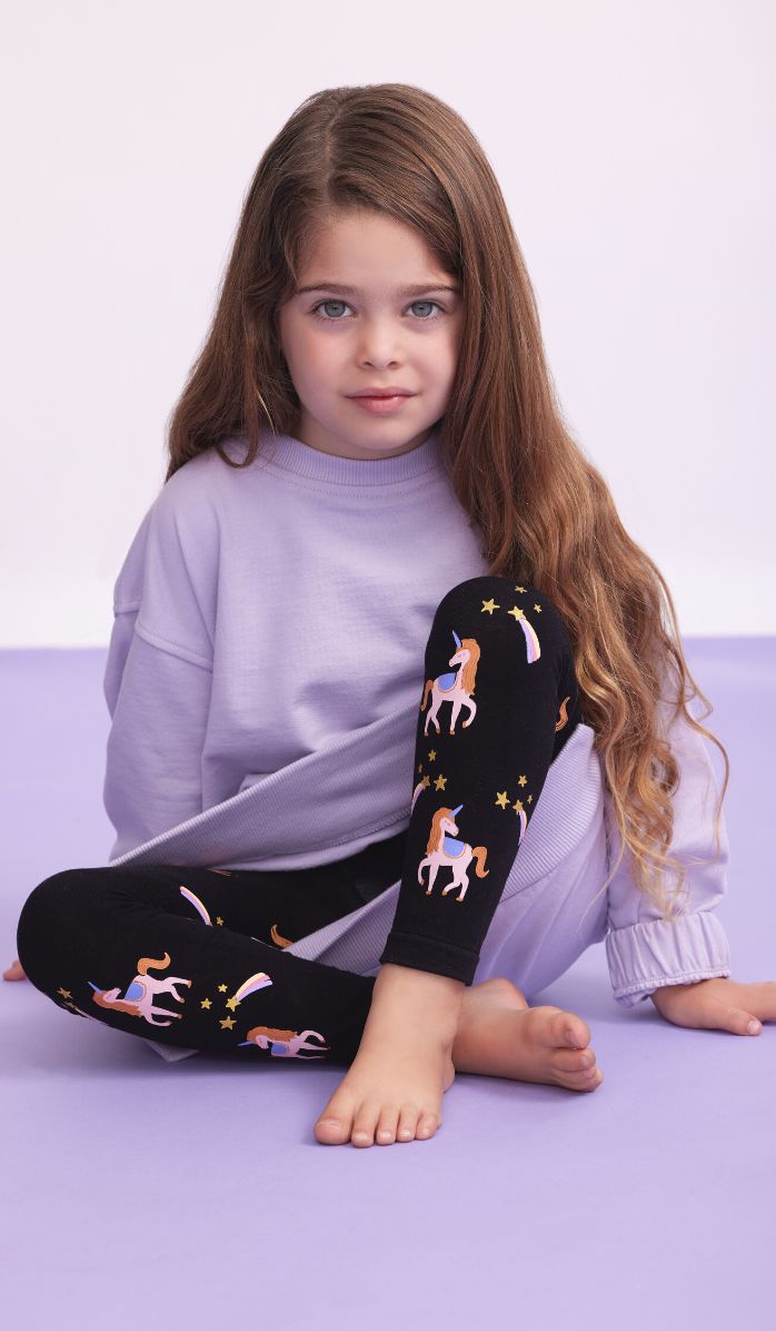 גרביון ילדות ללא כף רגל - ממלכה קסומה שחור