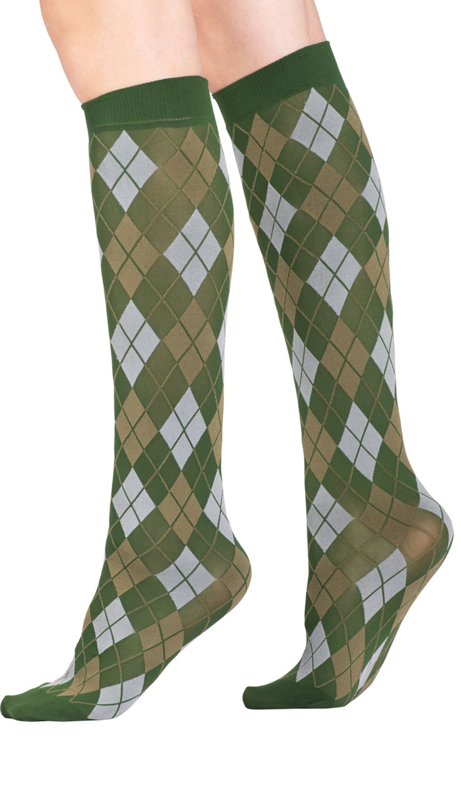 גרביים מעוינים ירוק