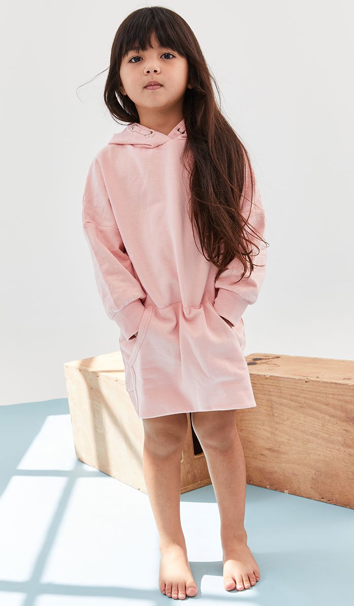 שמלת פוטר לילדות בגזרת קפוצ'ון ורוד בייבי